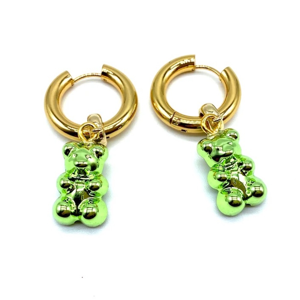 Chrome Gummy Bear Earrings Green